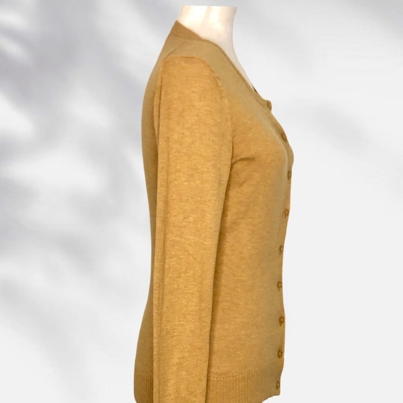 Gap Mustard Yellow Crew Neck Button up Cotton Blend Cardigan | XS - Picture 7 of 11
